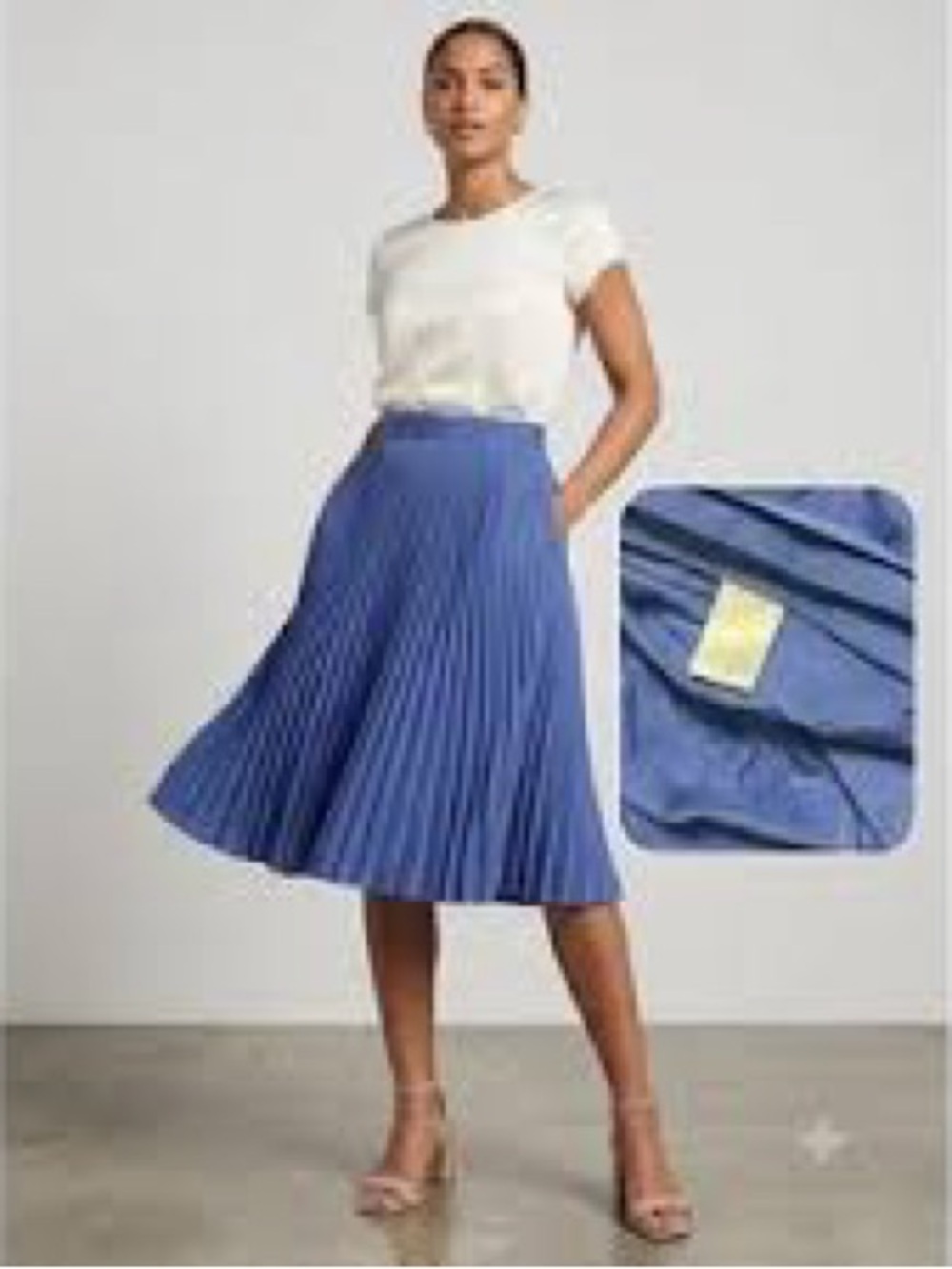 Banana Republic Navy Pleated Midi Skirt